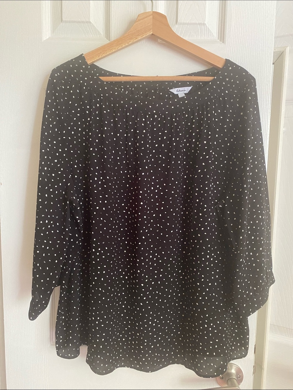 Reitmans Black Blouse with White Dot Print